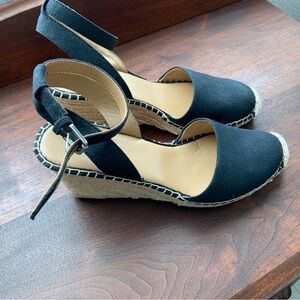 Franco Sarto Black Espadrille Wedges